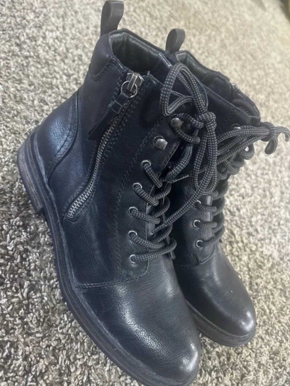 BareTraps Black Lace-Up Men’s Ankle Boots with Side Zipper
